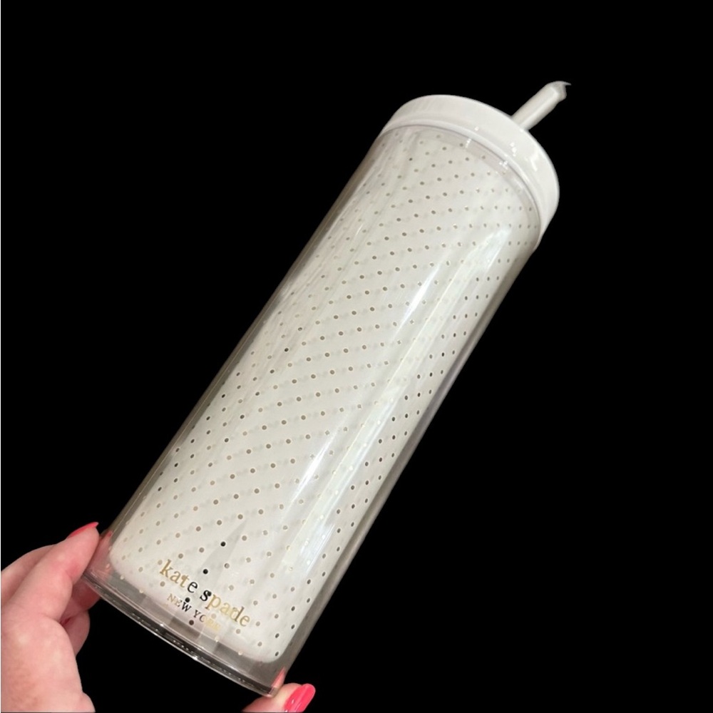 Kate Spade “Yes, Yes, Yes” White Tumbler w/ Black Script & Gold Dots. - Picture 5 of 14